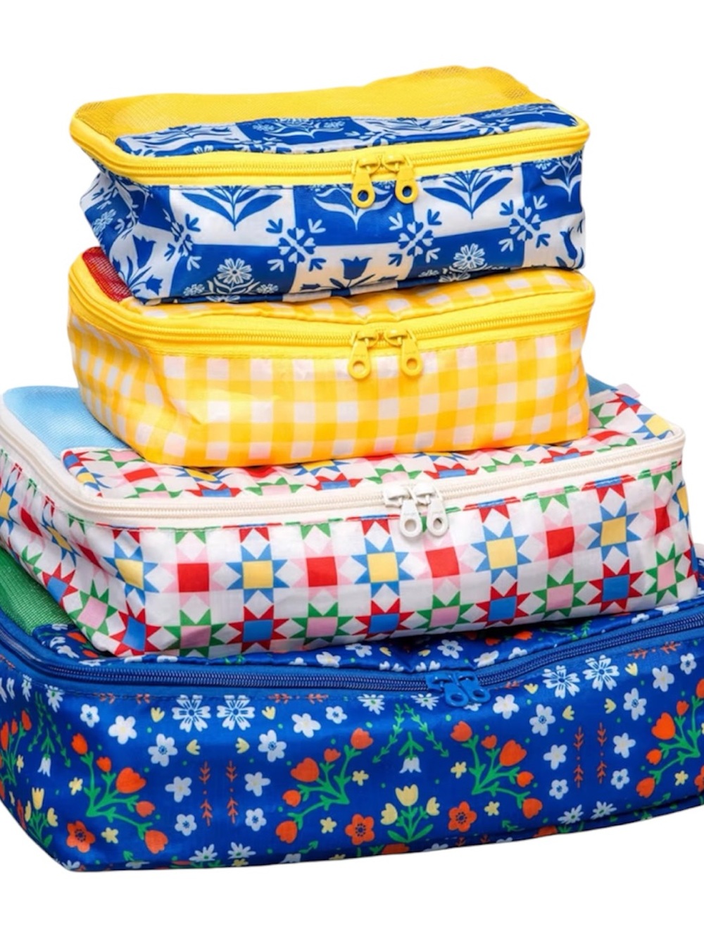NWT ban.do Blue Scandinavian Floral 4pc Packing Cube Set